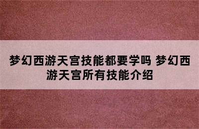 梦幻西游天宫技能都要学吗 梦幻西游天宫所有技能介绍